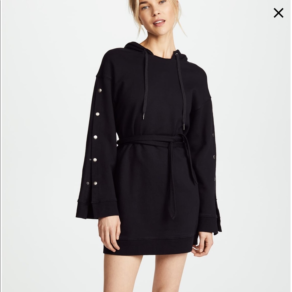 Pam and Gela black hooded sweatshirt dress sz S